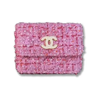 CHANEL Cow Leather With Woolen Fabric Fanny Pack, Shoulder Bag, Crossbody Bag Mini Women's Pink