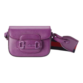 GUCCI Horsebit 1955 Leather Shoulder Bag, Crossbody Bag, Handbag Extra Mini Women's Purple