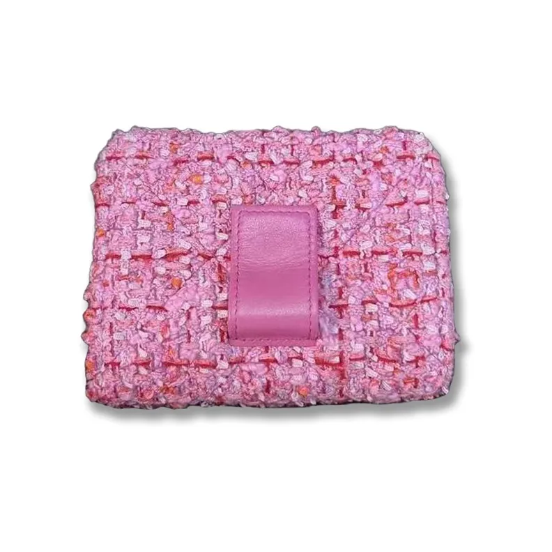 CHANEL Cow Leather With Woolen Fabric Fanny Pack, Shoulder Bag, Crossbody Bag Mini Women's Pink-3