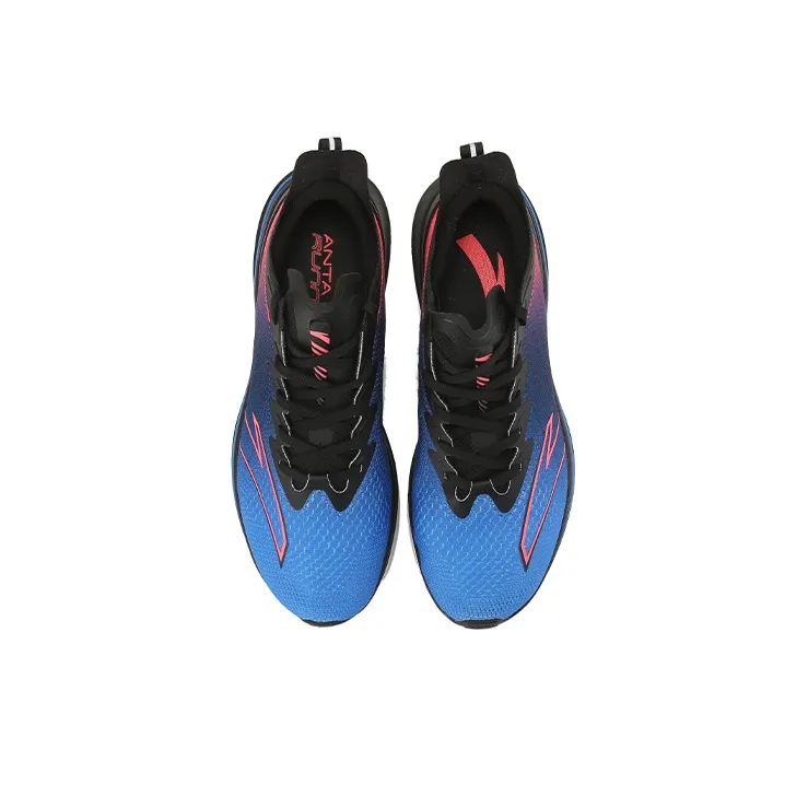 Anta Running Collection Cushioned Slip Resistant Abrasion Resistant Low Top Running Shoes Men's Blue Red-2