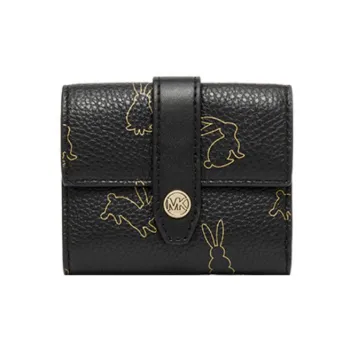 MICHAEL KORS Jet Set Travel Cow Leather Card Holder Coin Purse Extra Small Women's Black