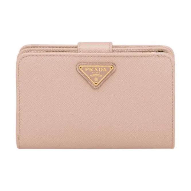 PRADA Saffiano Leather Wallet Small Size Women's Pink-0