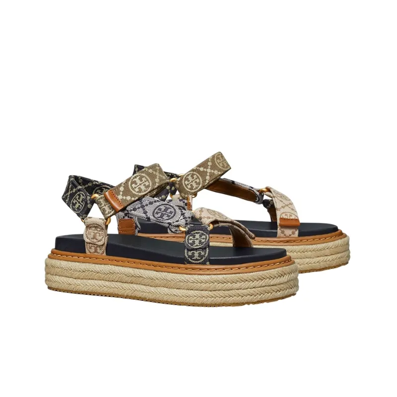 TORY BURCH Monogram-pattern Open-toe Espadrilles-2
