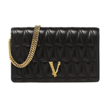 VERSACE Virtus Lambskin One Shoulder Crossbody Clutches Women's Black