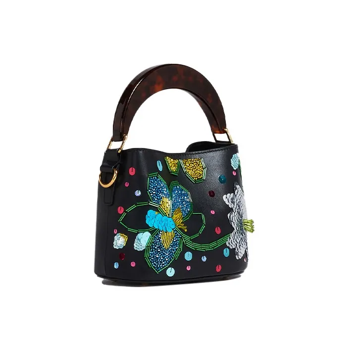 MARNI Leather Bucket Bags Shoulder Bag Crossbody Bag Handbag Mini Women's Black/Chestnut-1