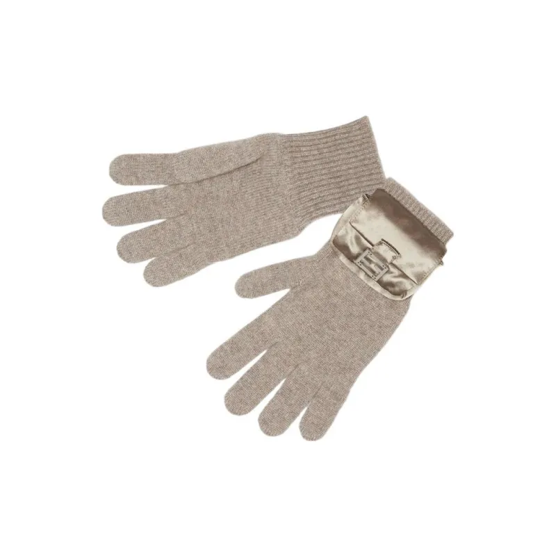 FENDI Wool Knit Glove Women's Light Brown-0