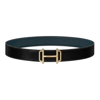 HERMES Leather Belts Men Black/Dark Blue