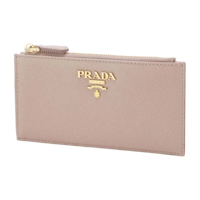 PRADA Leather Business Card Holder Card Case Women's Pink-2