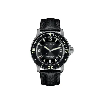 BLANCPAIN FIFTY FATHOMS Automatic Mechanical Movement Men's Watch 45mm Black Dial Titanium Watch Case Fabric Strap