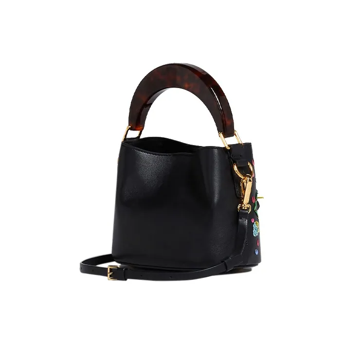 MARNI Leather Bucket Bags Shoulder Bag Crossbody Bag Handbag Mini Women's Black/Chestnut-3