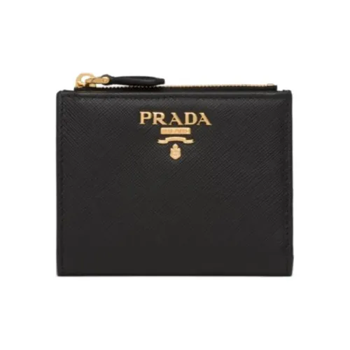PRADA Saffiano Leather Wallet Small Size Women's Black