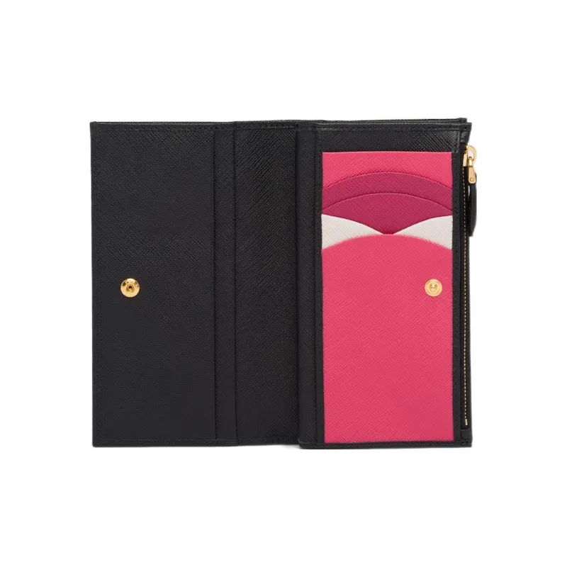 PRADA Saffiano Leather Wallet Tubas Women's Black-3