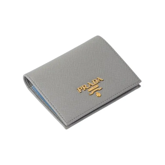 PRADA Saffiano Leather Wallet Small Size Women's Gray-2