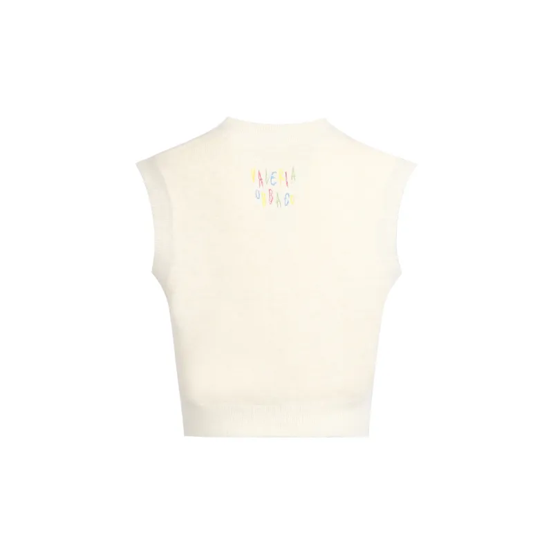 Valeria Obbaco Knitted Fabric Vest Spring Autumn And Winter Women's White-1