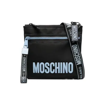 MOSCHINO Fabric With Calfskin Trim Messenger Bag Crossbody Bag Shoulder Bag Men's Black