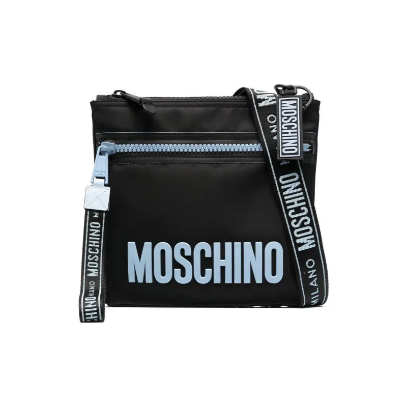 MOSCHINO Fabric With Calfskin Trim Messenger Bag Crossbody Bag Shoulder Bag Men's Black-0