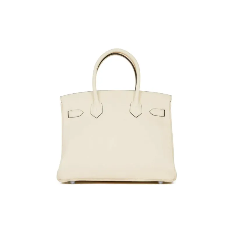 HERMES Birkin Taurillon Clemence Leather Birkin Bag Handbags Women's I2 Nata Cream White-3
