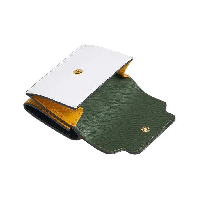 MARNI Leather Wallet Women's Green/White/Yellow-3