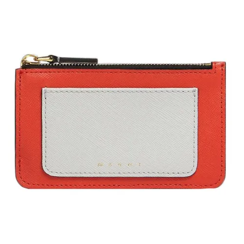 MARNI Calfskin Wallets Card Holders Women's Orange/White