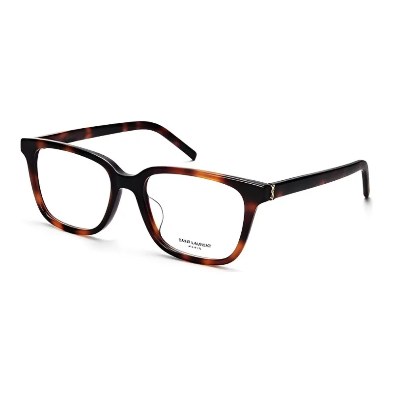 SAINT LAURENT Plate Frame Square Eyeglass Frames Women's Black Brown-0