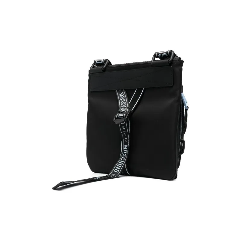 MOSCHINO Fabric With Calfskin Trim Messenger Bag Crossbody Bag Shoulder Bag Men's Black-1