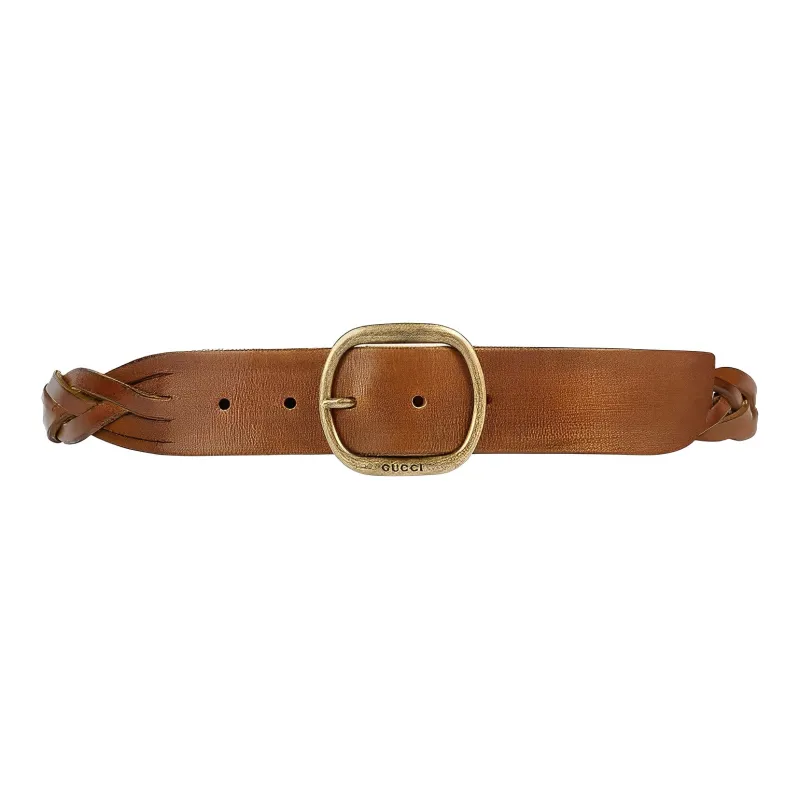GUCCI Fashion Woven Comfort Trendy Versatile Pin Buckle Men's Width: 4cm-0