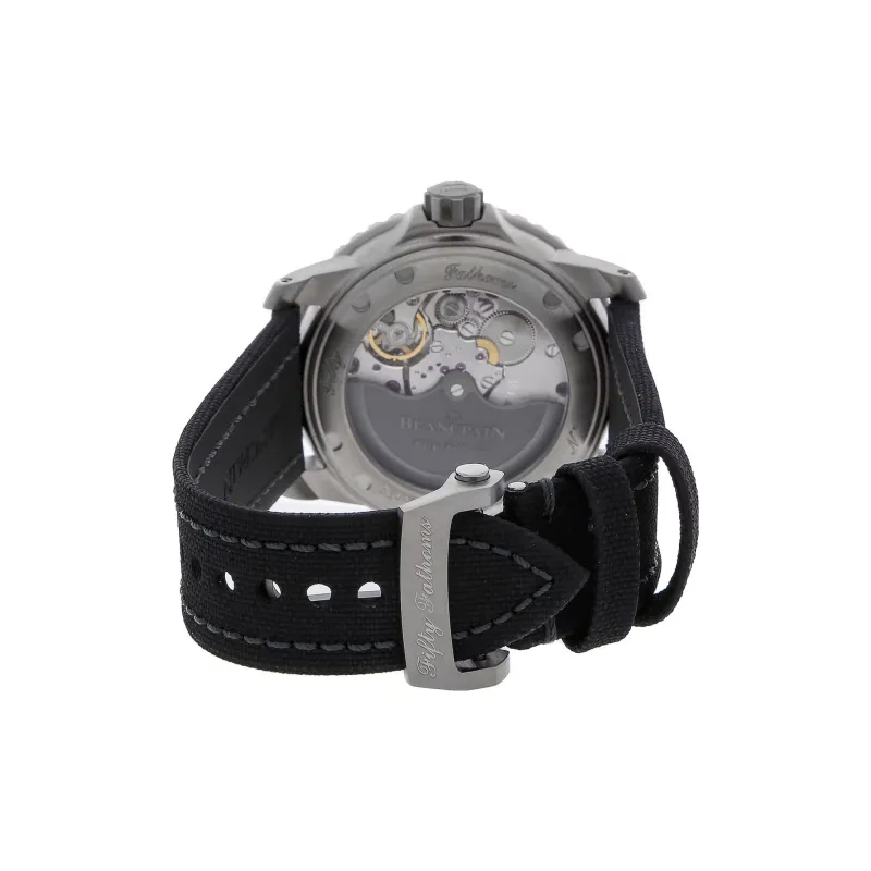 BLANCPAIN FIFTY FATHOMS Automatic Mechanical Movement Men's Watch 45mm Black Dial Titanium Watch Case Fabric Strap-1