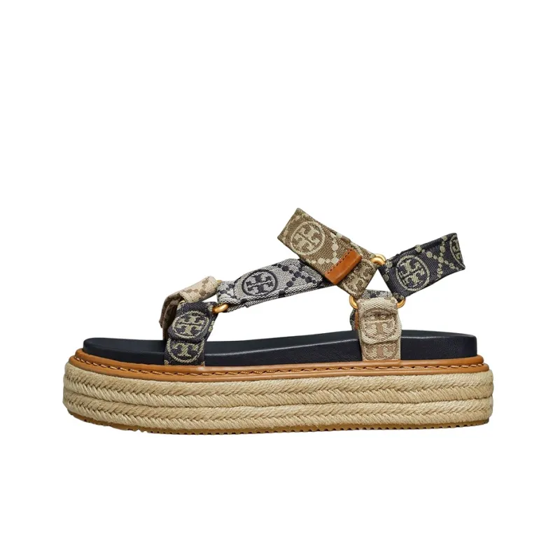 TORY BURCH Monogram-pattern Open-toe Espadrilles-0