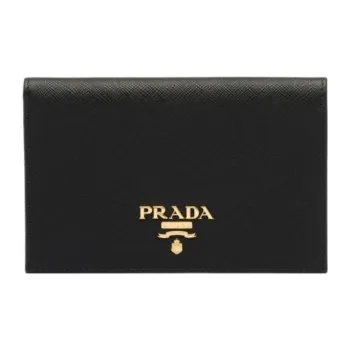 PRADA Saffiano Leather Passport Holder Wallet Women's Black