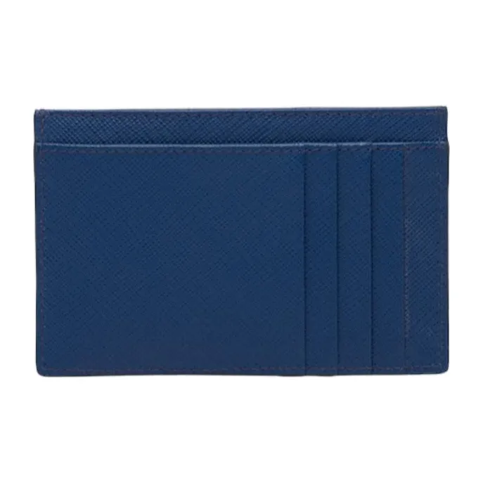 PRADA Saffiano Leather Card Holder Women's Blue-1