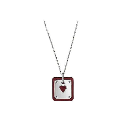 HERMES As De Coeur Necklaces Women's Silver/Red