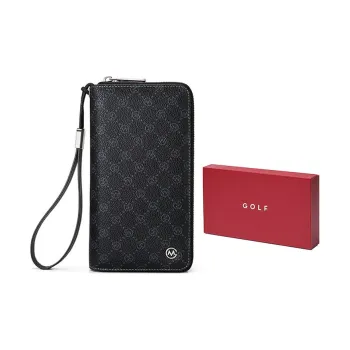 GOLF Synthetic Leather ID Pocket Card Holder, Wallet Wrist Bag Clutch Trumpets Men's Black