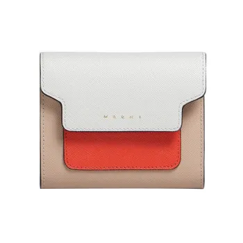 MARNI Cow Leather Wallet Women's Orange/White/Beige