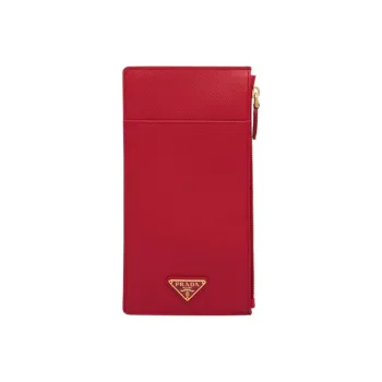 PRADA Saffiano Leather Wallet Women's Red