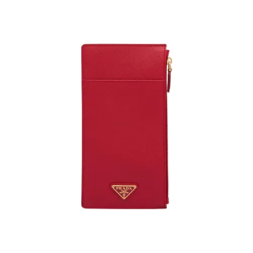 PRADA Saffiano Leather Wallet Women's Red