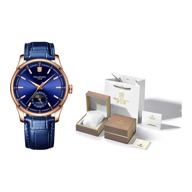 ROLENDO R Automatic Mechanical Movement Genuine Leather Strap Watch Men's Watches Coffee Watch Dial-1