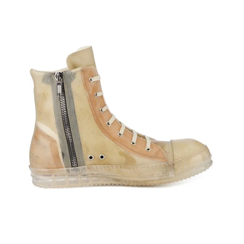 RICK OWENS/RO Edfu High Top Stylish Skateboarding Shoes Men's Beige Umber Vintage Version-1