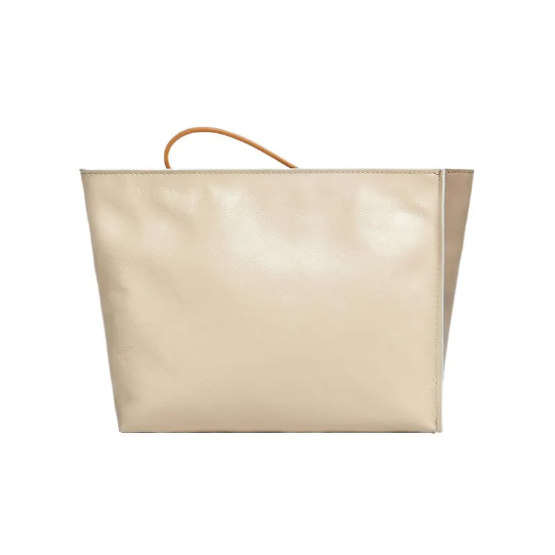 MARNI Cow Leather Clutch Women's Gray Green/Beige-1