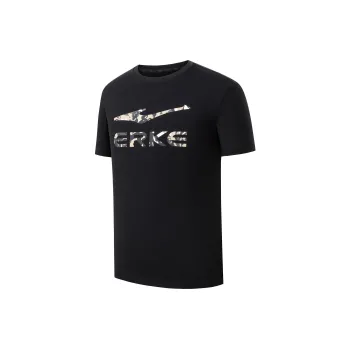 Erke Battery Panda Collection Sports Lifestyle Collection T-Shirt Men's Jet Black