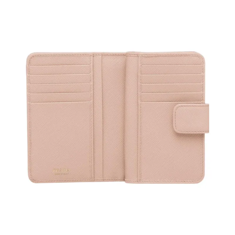 PRADA Saffiano Leather Wallet Small Size Women's Pink-4