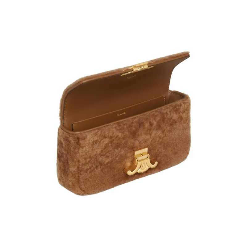 CELINE Triomphe Loose Shearling Shoulder Bag Handbag Shoulder Bag Women's Camel-3