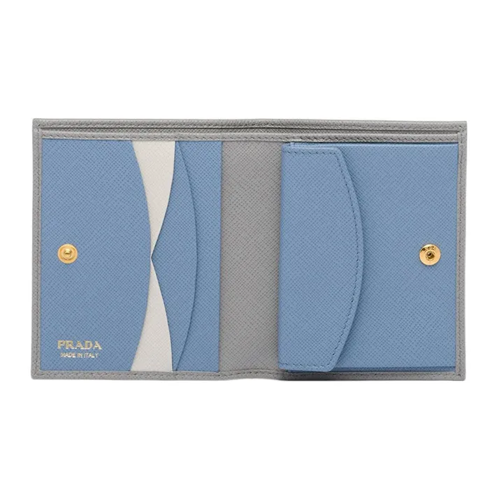 PRADA Saffiano Leather Wallet Small Size Women's Gray-3