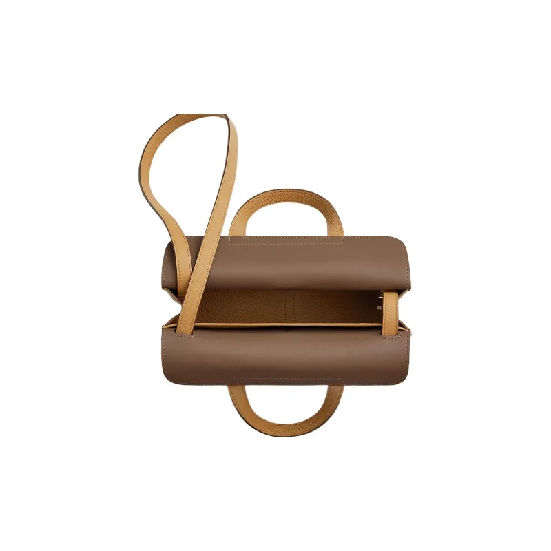 HERMES Halzan TC Bullock Leather Horse Shoe Bag Handbag Shoulder Bag Crossbody Bag Women's Cookie/Weimaraner Beige-3
