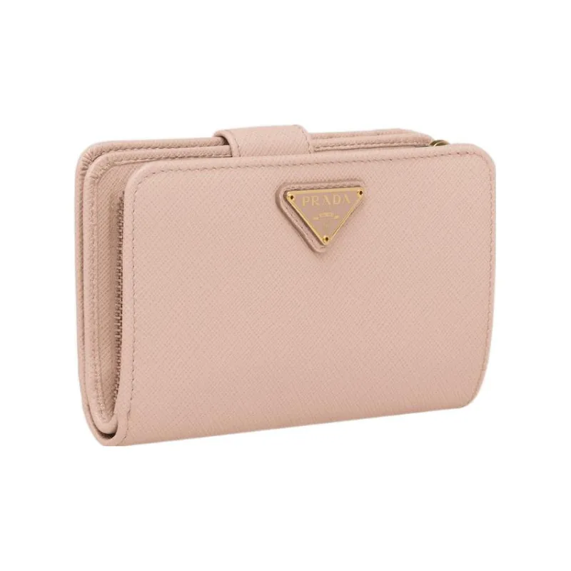 PRADA Saffiano Leather Wallet Small Size Women's Pink-1
