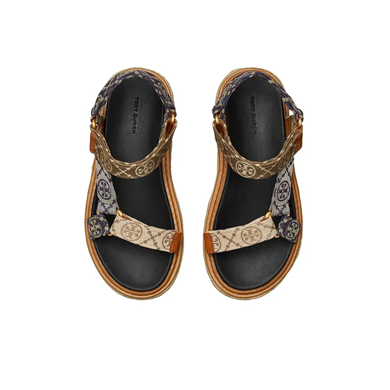 TORY BURCH Monogram-pattern Open-toe Espadrilles-3