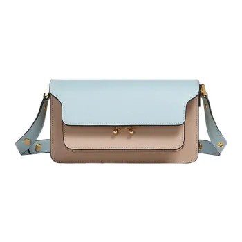 MARNI Trunk Calfskin Crossbody Bag Shoulder Bag Women's Light Blue/Beige