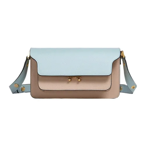 MARNI Trunk Calfskin Crossbody Bag Shoulder Bag Women's Light Blue/Beige