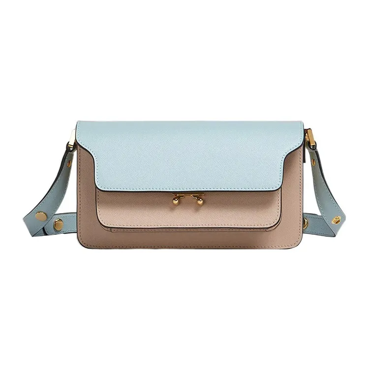 MARNI Trunk Calfskin Crossbody Bag Shoulder Bag Women's Light Blue/Beige-0