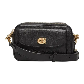 COACH Leather Camera Bag, Small Square Bag, Crossbody Bag, Shoulder Bag Women's Black