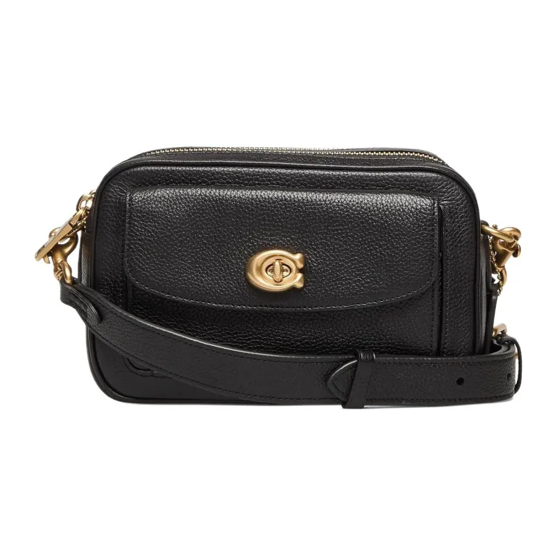 COACH Leather Camera Bag, Small Square Bag, Crossbody Bag, Shoulder Bag Women's Black-0